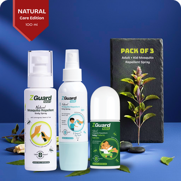 Natural Mosquito Repellent Spray for Adult + Kids (Boy) + Baby Roll-On - Pack of 3